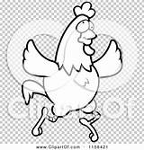 Chicken Crazy Flapping Cartoon Wings Running Its Outlined Coloring Clipart Vector Clip Cory Thoman sketch template