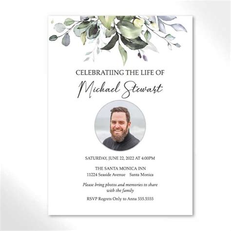 funeral tribute card template  photo  poem  digital printable