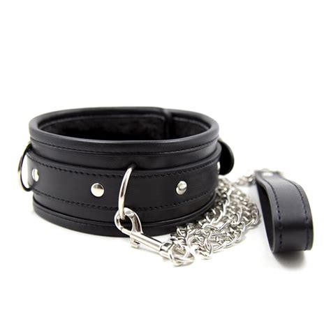 Buy Bdsm Collar With Chain Pu Leather Slave Collar For