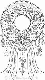 Christmas Wreaths Coloring Color Thaneeya Pages Wreath Adult Book Books Printable Candles Decorations Outdoor Mcardle Visit Choose Board sketch template