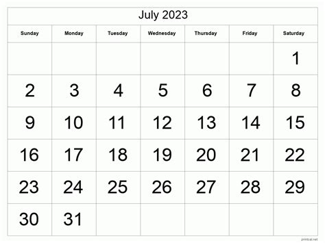 printable july  calendar  printable calendars
