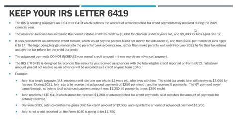 irs letter    child tax credit form  news page video