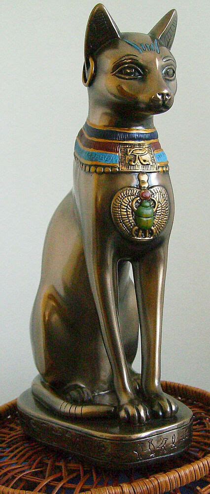Egyptian Cat Goddess Bast Bastet Statue Colored Necklace