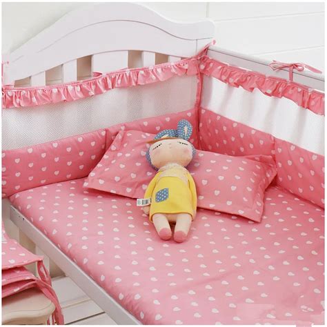 pink baby girls bedding set newborns crib bedding set designer beby bed linens set breathable
