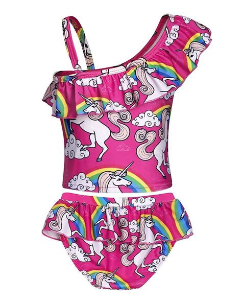 Cotrio Unicorn Two Pieces Bathing Suit Girls Tankini Swimsuit Pink