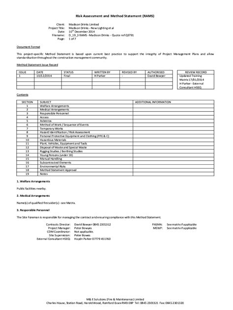 Risk Assessment And Method Statement Rams Fill Out And Sign Online Dochub