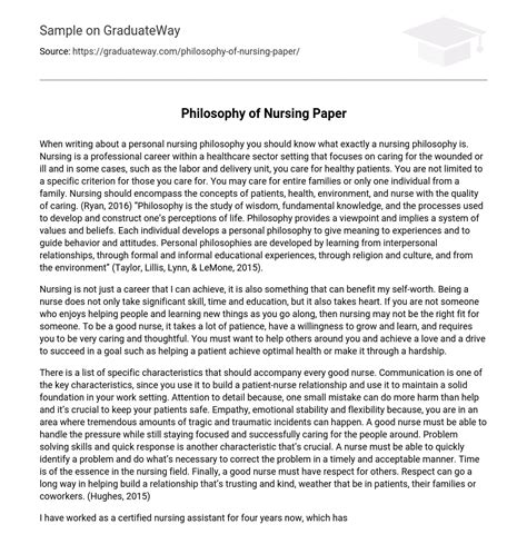 philosophy  nursing paper essay  graduateway