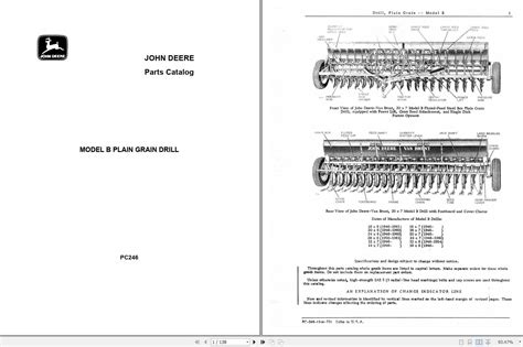 john deere model  plain grain drill parts catalog pc