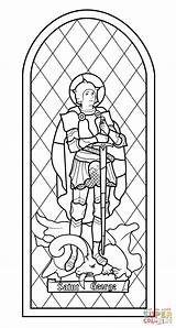 Stained Glass Coloring Saint George Pages Printable St Georges Dragon Medieval Drawing Church Supercoloring Crafts Patterns Visit Windows sketch template