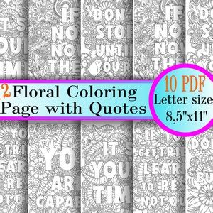 quotes flower coloring pages floral coloring pages etsy
