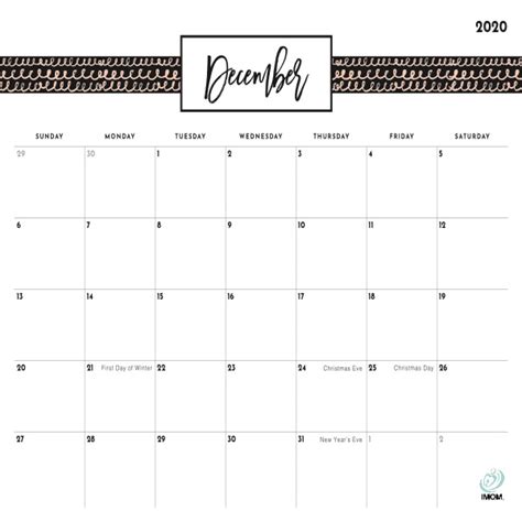 2020 Pretty Patterns Printable Calendar For Moms Imom