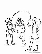 Skipping Girls Rope School Jumping Coloring Pages Yard Drawing Jump Color sketch template