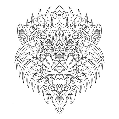 zentangle lion coloring pages hand drawn zentangle lion head