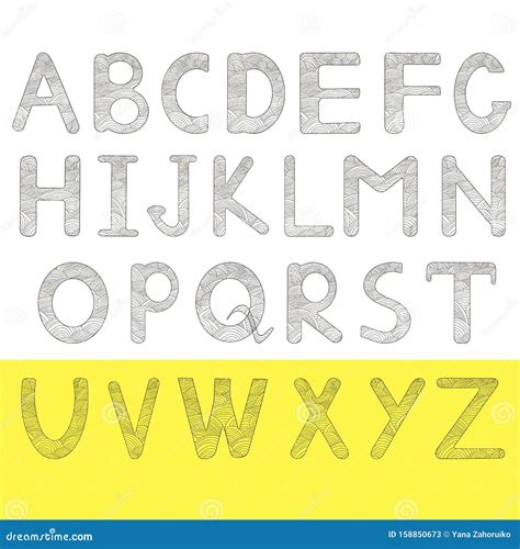 alphabet black  white letters stock vector illustration