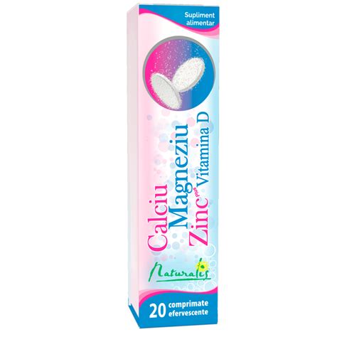 Calciu Magneziu Zinc Si Vitamina D Naturalis 20 Comprimate Efervescente