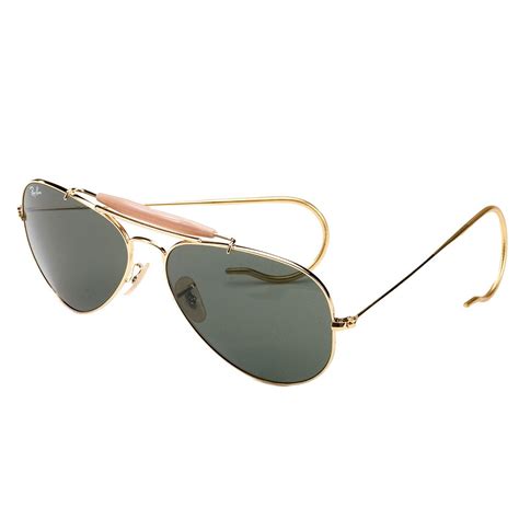 ray ban aviator outdoorsman sunglasses mm gold frame  sporty