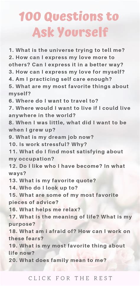 100 Questions To Ask Yourself For Self Growth Free Printable 100