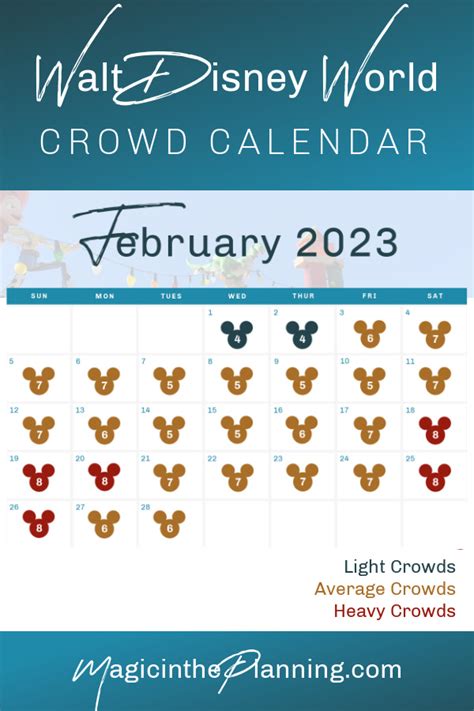 disney crowd calendar february  customize  print