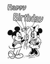 Birthday Happy Coloring Mickey Mouse Disney Pages Printable Drawing Cake Print Minnie Clipart Drawings Book Clip Wishes Color Friends Gif sketch template