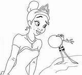 Princess Coloring Pages Disney Kiss Frogs Tiana Frog Print Kissing sketch template