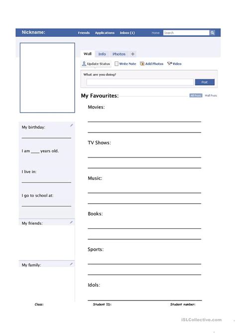 my facebook profile worksheet worksheet free esl printable worksheets made by teachers