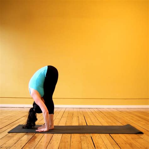 standing forward bend yoga sequence for thighs popsugar fitness photo 2