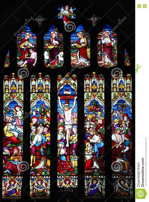The Crucifixion Stained Glass Window Stock Image Image