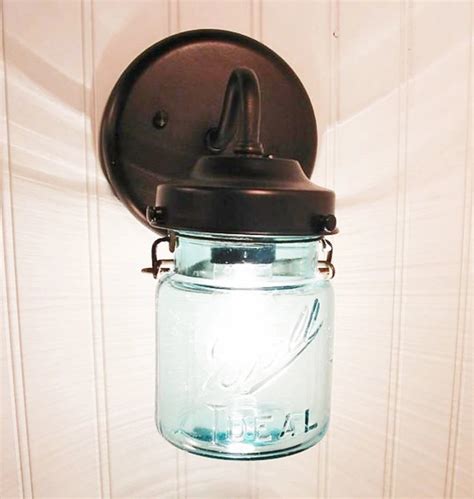 Blue Mason Jar Light Fixture Sconce The Lamp Goods