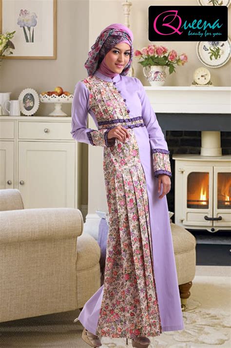 model gamis batik kombinasi polos terbaru model fashion