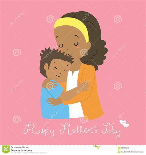 mother and son hugging happy mother`s day cartoon vector stock vector illustration of idea