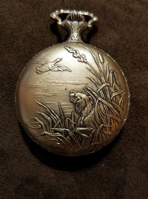 North Star 17 Jewels Incabloc Pocket Watch Hunter Scene