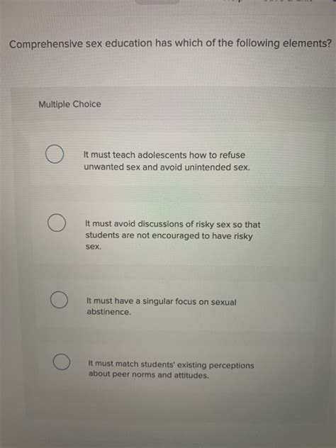 solved comprehensive sex education has which of the