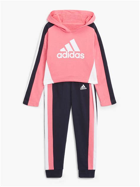 adidas childrens hooded cropped tracksuit pink  john lewis partners