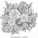 Zentangle Flowers Doodle Floral Beautiful Flower Shutterstock Patterns Zentangles Easy Doodles Coloring Pages Drawn sketch template