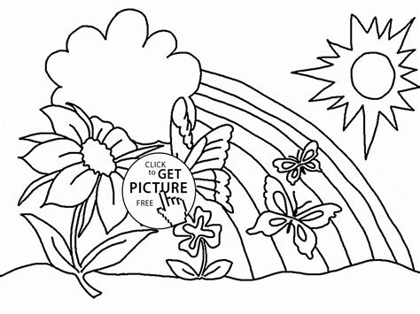 spring rainbow coloring page  kids seasons coloring pages