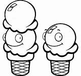 Ice Cream Coloring Scoop Scoops Pages Clipart Cone Two Getdrawings Drawing sketch template