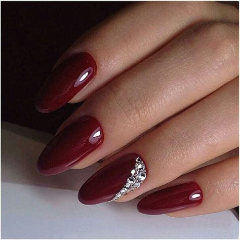 long wine nails decorated  rhinestones nail art designs
