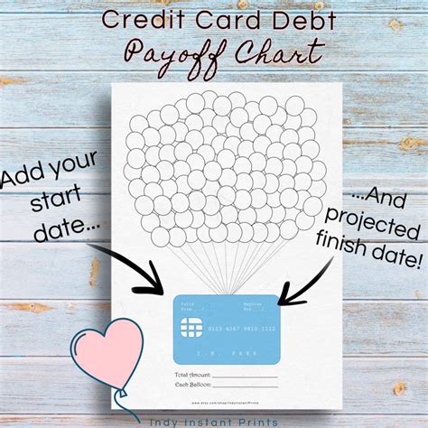 credit card debt payoff debt  instant printable chart etsy