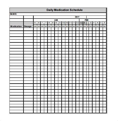 home medication chart template  daily medication schedule template