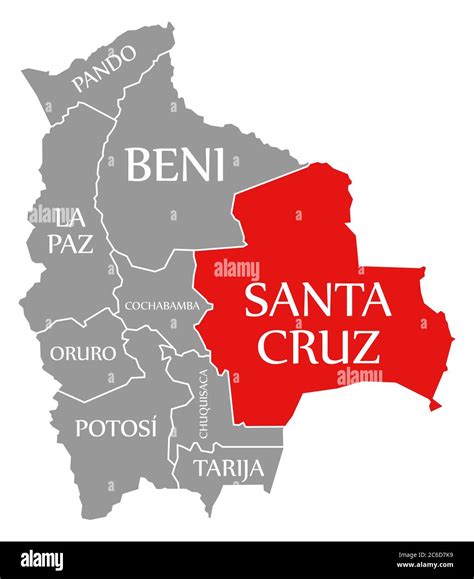 santa cruz red highlighted  map  bolivia stock photo alamy