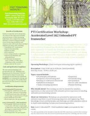fillable  post tensioning pti certification workshop accelerated