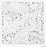 Pages Kitty Hello Coloring Rain Frolicking Adults sketch template