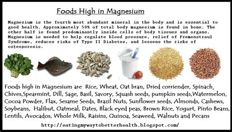 eating my way to better health foods high in magnesium chart