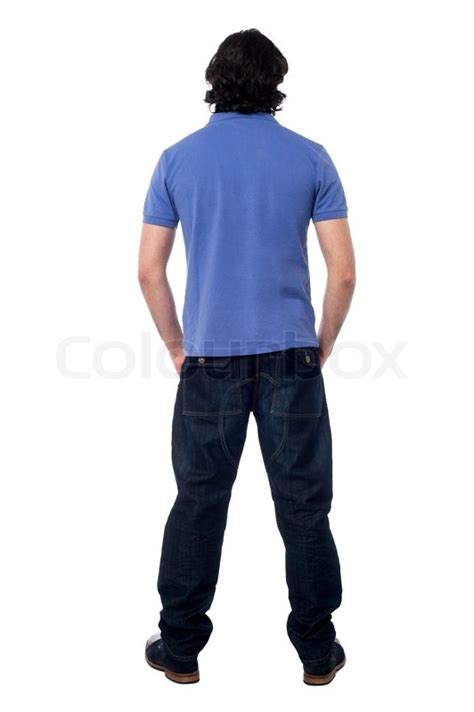 rear view   casual young guy full stock image colourbox