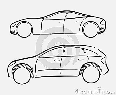 hand drawn cars stock  image