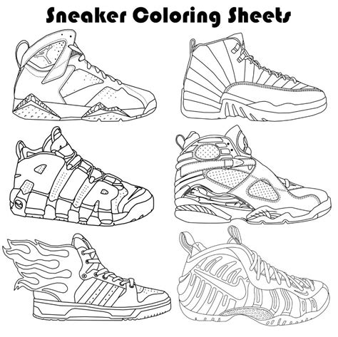sneaker coloring pages  paulbova  etsy