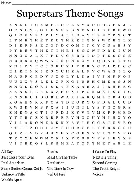 superstars theme songs word search wordmint