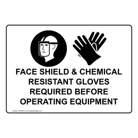 Face Shield And Chemical Resistant Sign With Symbol Nhe