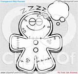 Dreaming Zombie Gingerbread Mascot Outlined Coloring Clipart Cartoon Vector Cory Thoman sketch template