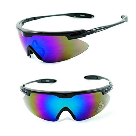 mens sport full shield color mirrored lens wrap around sunglasses